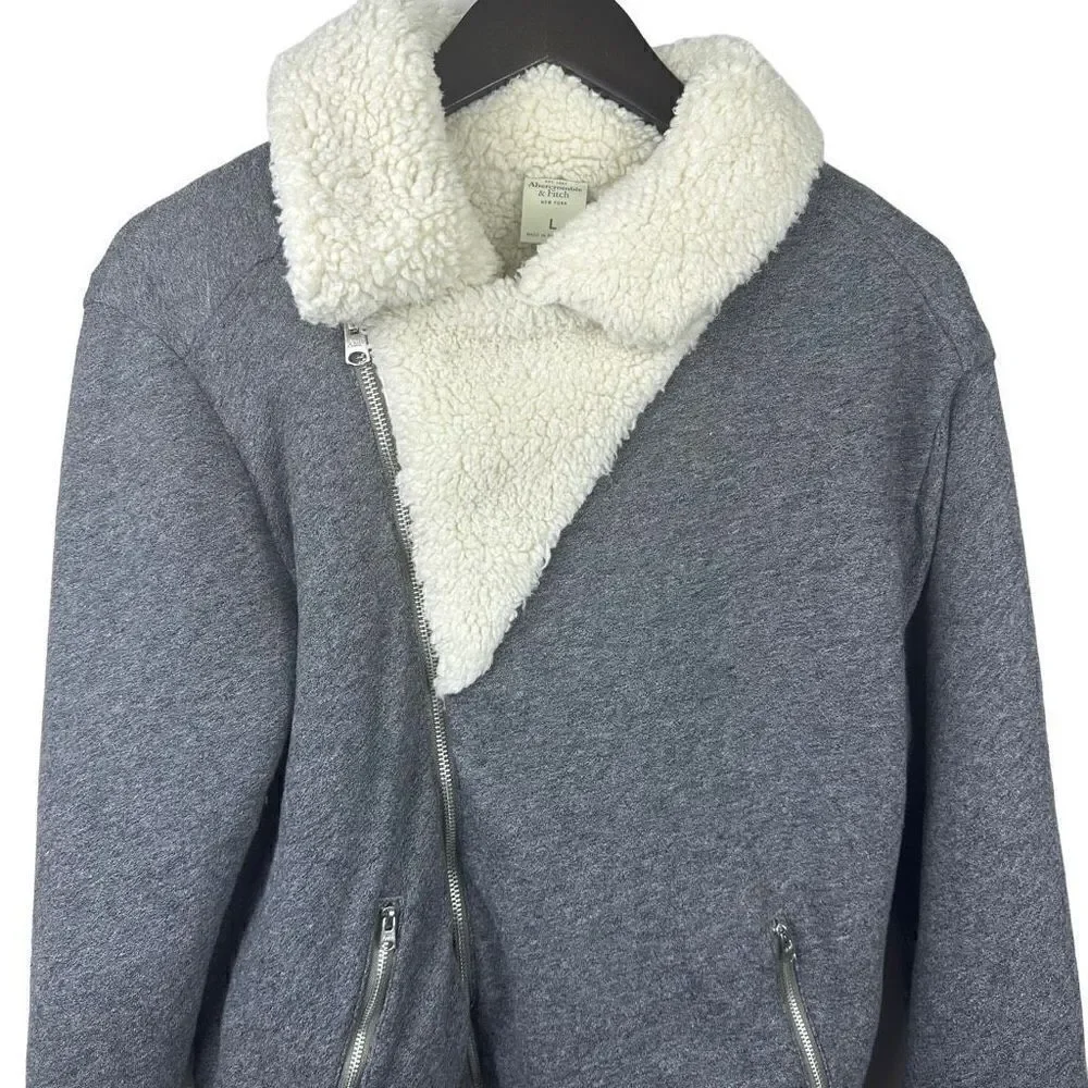 ABERCROMBIE FITCH WOMENS TRISTEN REVERSIBLE MOTO Jacket teddy coat size large - Picture 2 of 5